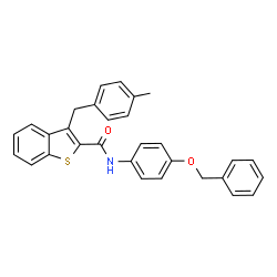 ChemSpider 2D Image | N-[4-(Benzyloxy)phenyl]-3-(4-methylbenzyl)-1-benzothiophene-2-carboxamide | C30H25NO2S