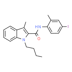 ChemSpider 2D Image | 1-Butyl-N-(4-iodo-2-methylphenyl)-3-methyl-1H-indole-2-carboxamide | C21H23IN2O