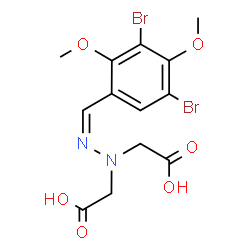 ChemSpider 2D Image | 2,2'-[(2Z)-2-(3,5-Dibromo-2,4-dimethoxybenzylidene)-1,1-hydrazinediyl]diacetic acid | C13H14Br2N2O6