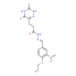ChemSpider 2D Image | 3-(3,5-Dioxo-2,3,4,5-tetrahydro-1,2,4-triazin-6-yl)-N'-[(E)-(3-nitro-4-propoxyphenyl)methylene]propanehydrazide | C16H18N6O6