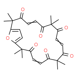 ChemSpider 2D Image | 2,2,7,7,12,12,17,17-Octamethyl-21-oxabicyclo[16.2.1]henicosa-1(20),4,9,14,18-pentaene-3,6,8,11,13,16-hexone | C28H32O7