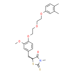 ChemSpider 2D Image | 5-(4-{2-[2-(3,4-Dimethylphenoxy)ethoxy]ethoxy}-3-methoxybenzylidene)-3-methyl-2-thioxo-1,3-thiazolidin-4-one | C24H27NO5S2