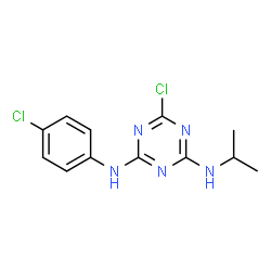 ChemSpider 2D Image | 6-Chloro-N-(4-chlorophenyl)-N'-isopropyl-1,3,5-triazine-2,4-diamine | C12H13Cl2N5