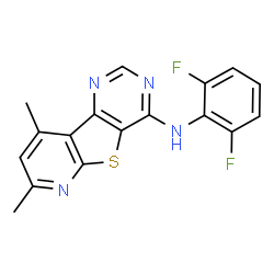 ChemSpider 2D Image | N-(2,6-Difluorophenyl)-7,9-dimethylpyrido[3',2':4,5]thieno[3,2-d]pyrimidin-4-amine | C17H12F2N4S