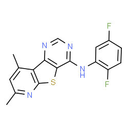 ChemSpider 2D Image | N-(2,5-Difluorophenyl)-7,9-dimethylpyrido[3',2':4,5]thieno[3,2-d]pyrimidin-4-amine | C17H12F2N4S