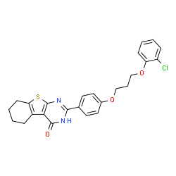 ChemSpider 2D Image | 2-{4-[3-(2-Chlorophenoxy)propoxy]phenyl}-5,6,7,8-tetrahydro[1]benzothieno[2,3-d]pyrimidin-4(3H)-one | C25H23ClN2O3S