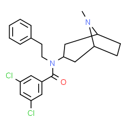 ChemSpider 2D Image | 3,5-Dichloro-N-(8-methyl-8-azabicyclo[3.2.1]oct-3-yl)-N-(2-phenylethyl)benzamide | C23H26Cl2N2O