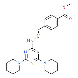 ChemSpider 2D Image | Methyl 4-({[4,6-di(1-piperidinyl)-1,3,5-triazin-2-yl]hydrazono}methyl)benzoate | C22H29N7O2