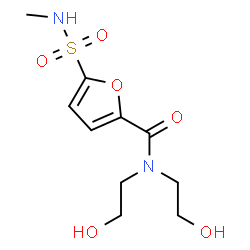 ChemSpider 2D Image | N,N-Bis(2-hydroxyethyl)-5-(methylsulfamoyl)-2-furamide | C10H16N2O6S