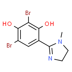 ChemSpider 2D Image | 2,4-Dibromo-6-(1-methyl-4,5-dihydro-1H-imidazol-2-yl)-1,3-benzenediol | C10H10Br2N2O2