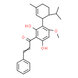 ChemSpider 2D Image | 1-[2,6-Dihydroxy-3-(6-isopropyl-3-methyl-2-cyclohexen-1-yl)-4-methoxyphenyl]-3-phenyl-2-propen-1-one | C26H30O4