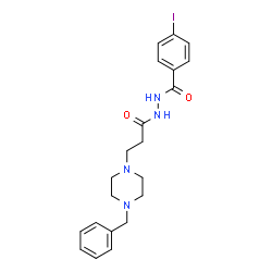 ChemSpider 2D Image | N'-[3-(4-Benzyl-1-piperazinyl)propanoyl]-4-iodobenzohydrazide | C21H25IN4O2