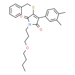 ChemSpider 2D Image | 3-(Benzylsulfanyl)-1-(3-butoxypropyl)-4-(3,4-dimethylphenyl)-1H-pyrrole-2,5-dione | C26H31NO3S