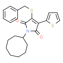 ChemSpider 2D Image | 3-(Benzylsulfanyl)-1-cyclooctyl-4-(2-thienyl)-1H-pyrrole-2,5-dione | C23H25NO2S2