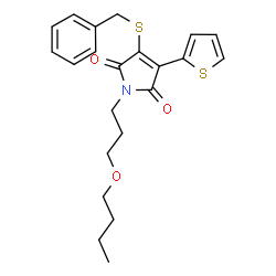 ChemSpider 2D Image | 3-(Benzylsulfanyl)-1-(3-butoxypropyl)-4-(2-thienyl)-1H-pyrrole-2,5-dione | C22H25NO3S2