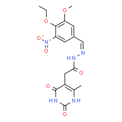 ChemSpider 2D Image | N'-[(Z)-(4-Ethoxy-3-methoxy-5-nitrophenyl)methylene]-2-(6-methyl-2,4-dioxo-1,2,3,4-tetrahydro-5-pyrimidinyl)acetohydrazide | C17H19N5O7