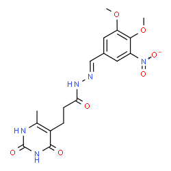 ChemSpider 2D Image | N'-[(E)-(3,4-Dimethoxy-5-nitrophenyl)methylene]-3-(6-methyl-2,4-dioxo-1,2,3,4-tetrahydro-5-pyrimidinyl)propanehydrazide | C17H19N5O7