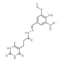 ChemSpider 2D Image | N'-[(E)-(3-Ethoxy-4-hydroxy-5-nitrophenyl)methylene]-3-(6-methyl-2,4-dioxo-1,2,3,4-tetrahydro-5-pyrimidinyl)propanehydrazide | C17H19N5O7