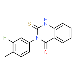 ChemSpider 2D Image | 3-(3-fluoro-4-methylphenyl)-2-mercaptoquinazolin-4(3H)-one | C15H11FN2OS