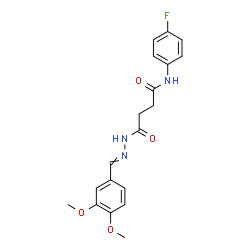 ChemSpider 2D Image | 4-[2-(3,4-Dimethoxybenzylidene)hydrazino]-N-(4-fluorophenyl)-4-oxobutanamide | C19H20FN3O4