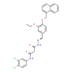 ChemSpider 2D Image | N-(3,4-Dichlorophenyl)-3-{2-[3-ethoxy-4-(1-naphthylmethoxy)benzylidene]hydrazino}-3-oxopropanamide | C29H25Cl2N3O4