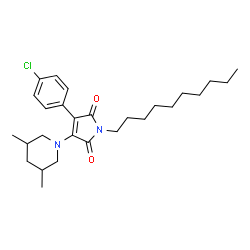 ChemSpider 2D Image | 3-(4-Chlorophenyl)-1-decyl-4-(3,5-dimethyl-1-piperidinyl)-1H-pyrrole-2,5-dione | C27H39ClN2O2