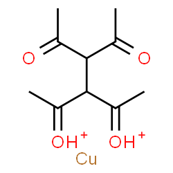 ChemSpider 2D Image | Oxonium, 1,1'-[(1E,3E)-2-(1-acetyl-2-oxopropyl)-1,3-dimethyl-1,3-propanediylidene]bis-, (E,E)-, copper salt (1:1) | C10H16CuO4