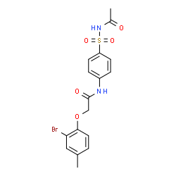 ChemSpider 2D Image | N-[4-(Acetylsulfamoyl)phenyl]-2-(2-bromo-4-methylphenoxy)acetamide | C17H17BrN2O5S