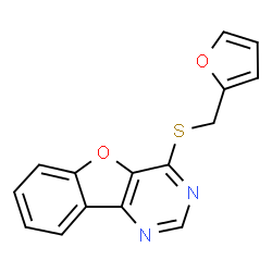 ChemSpider 2D Image | 4-[(2-Furylmethyl)sulfanyl][1]benzofuro[3,2-d]pyrimidine | C15H10N2O2S