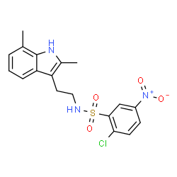 ChemSpider 2D Image | 2-Chloro-N-[2-(2,7-dimethyl-1H-indol-3-yl)ethyl]-5-nitrobenzenesulfonamide | C18H18ClN3O4S
