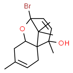 ChemSpider 2D Image | 8-Bromo-4,11,12,12-tetramethyl-7-oxatricyclo[6.3.1.0~1,6~]dodeca-3,9-dien-11-ol | C15H21BrO2