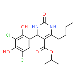 ChemSpider 2D Image | Isopropyl 6-butyl-4-(3,5-dichloro-2,4-dihydroxyphenyl)-2-oxo-1,2,3,4-tetrahydro-5-pyrimidinecarboxylate | C18H22Cl2N2O5