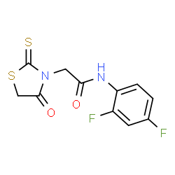 ChemSpider 2D Image | N-(2,4-Difluorophenyl)-2-(4-oxo-2-thioxo-1,3-thiazolidin-3-yl)acetamide | C11H8F2N2O2S2