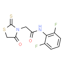ChemSpider 2D Image | N-(2,6-Difluorophenyl)-2-(4-oxo-2-thioxo-1,3-thiazolidin-3-yl)acetamide | C11H8F2N2O2S2