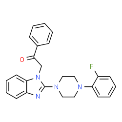 ChemSpider 2D Image | 2-{2-[4-(2-Fluorophenyl)-1-piperazinyl]-1H-benzimidazol-1-yl}-1-phenylethanone | C25H23FN4O