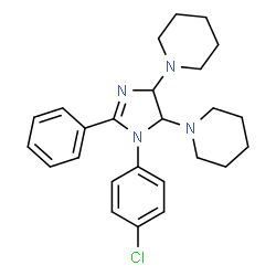 ChemSpider 2D Image | 1,1'-[1-(4-Chlorophenyl)-2-phenyl-4,5-dihydro-1H-imidazole-4,5-diyl]dipiperidine | C25H31ClN4