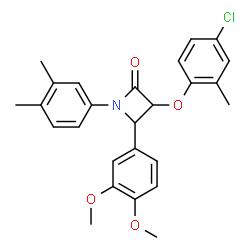 ChemSpider 2D Image | 3-(4-Chloro-2-methylphenoxy)-4-(3,4-dimethoxyphenyl)-1-(3,4-dimethylphenyl)-2-azetidinone | C26H26ClNO4