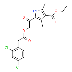 ChemSpider 2D Image | Ethyl 5-{[2-(2,4-dichlorophenyl)acetoxy]acetyl}-2,4-dimethyl-1H-pyrrole-3-carboxylate | C19H19Cl2NO5