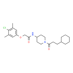 ChemSpider 2D Image | 2-(4-Chloro-3,5-dimethylphenoxy)-N-[1-(3-cyclohexylpropanoyl)-4-piperidinyl]acetamide | C24H35ClN2O3