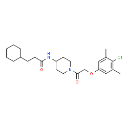 ChemSpider 2D Image | N-{1-[(4-Chloro-3,5-dimethylphenoxy)acetyl]-4-piperidinyl}-3-cyclohexylpropanamide | C24H35ClN2O3