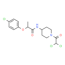 ChemSpider 2D Image | 2-(4-Chlorophenoxy)-N-[1-(dichloroacetyl)-4-piperidinyl]propanamide | C16H19Cl3N2O3