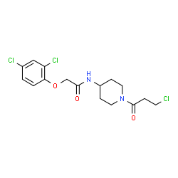 ChemSpider 2D Image | N-[1-(3-Chloropropanoyl)-4-piperidinyl]-2-(2,4-dichlorophenoxy)acetamide | C16H19Cl3N2O3