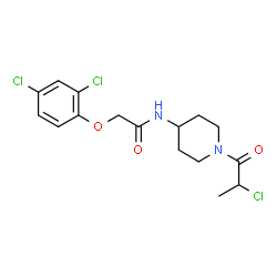 ChemSpider 2D Image | N-[1-(2-Chloropropanoyl)-4-piperidinyl]-2-(2,4-dichlorophenoxy)acetamide | C16H19Cl3N2O3