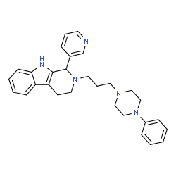 ChemSpider 2D Image | 2-[3-(4-Phenyl-1-piperazinyl)propyl]-1-(3-pyridinyl)-2,3,4,9-tetrahydro-1H-beta-carboline | C29H33N5