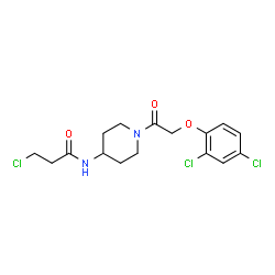 ChemSpider 2D Image | 3-Chloro-N-{1-[(2,4-dichlorophenoxy)acetyl]-4-piperidinyl}propanamide | C16H19Cl3N2O3