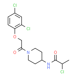 ChemSpider 2D Image | 2-Chloro-N-{1-[(2,4-dichlorophenoxy)acetyl]-4-piperidinyl}propanamide | C16H19Cl3N2O3