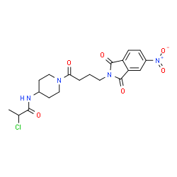 ChemSpider 2D Image | 2-Chloro-N-{1-[4-(5-nitro-1,3-dioxo-1,3-dihydro-2H-isoindol-2-yl)butanoyl]-4-piperidinyl}propanamide | C20H23ClN4O6