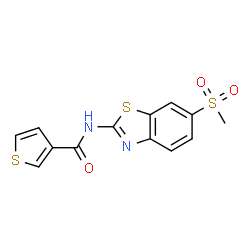 ChemSpider 2D Image | N-[6-(Methylsulfonyl)-1,3-benzothiazol-2-yl]-3-thiophenecarboxamide | C13H10N2O3S3