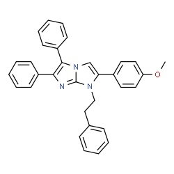 ChemSpider 2D Image | 2-(4-Methoxyphenyl)-5,6-diphenyl-1-(2-phenylethyl)-1H-imidazo[1,2-a]imidazole | C32H27N3O