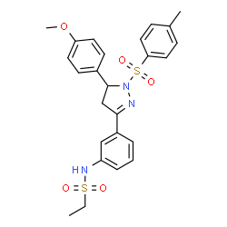 ChemSpider 2D Image | N-(3-{5-(4-Methoxyphenyl)-1-[(4-methylphenyl)sulfonyl]-4,5-dihydro-1H-pyrazol-3-yl}phenyl)ethanesulfonamide | C25H27N3O5S2